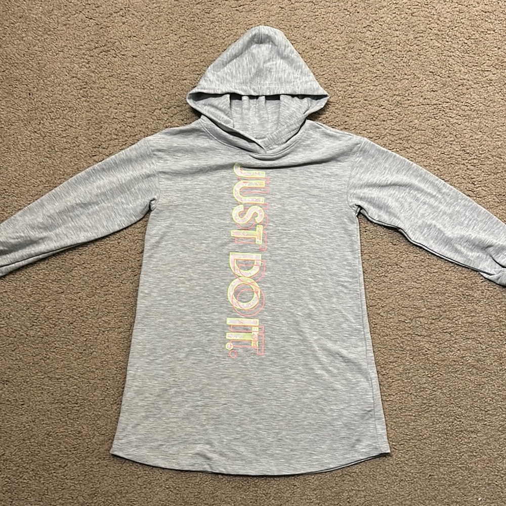 NWT Nike Kids Pullover Long Sleeve Just Do It Hoodie Gray Size 6X (6-7 Years)